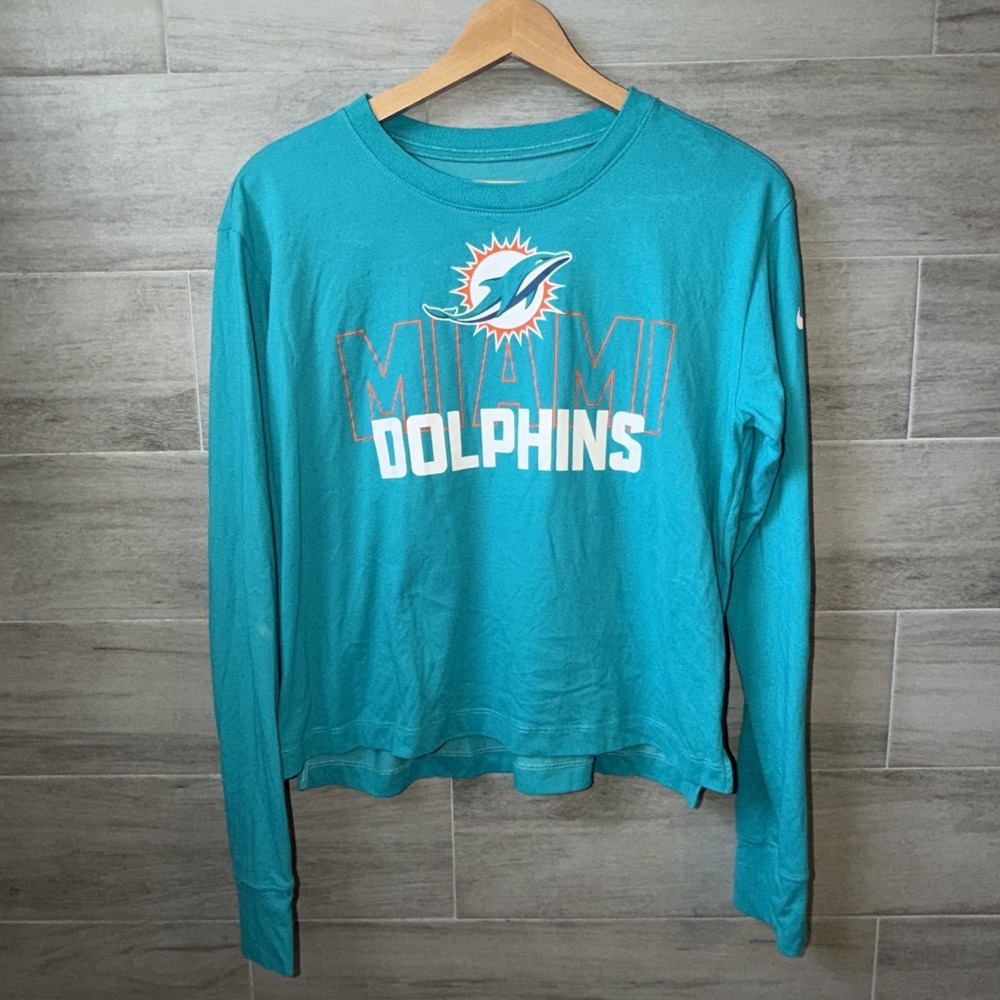 Miami Dolphins Nike Modest Crop Woman's Size M Performance Dri-FIT L/S T-Shirt